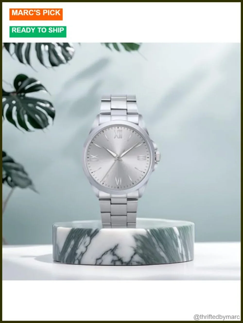 Classic Stainless Steel Men's Watch 41mm Analog Water Resistant